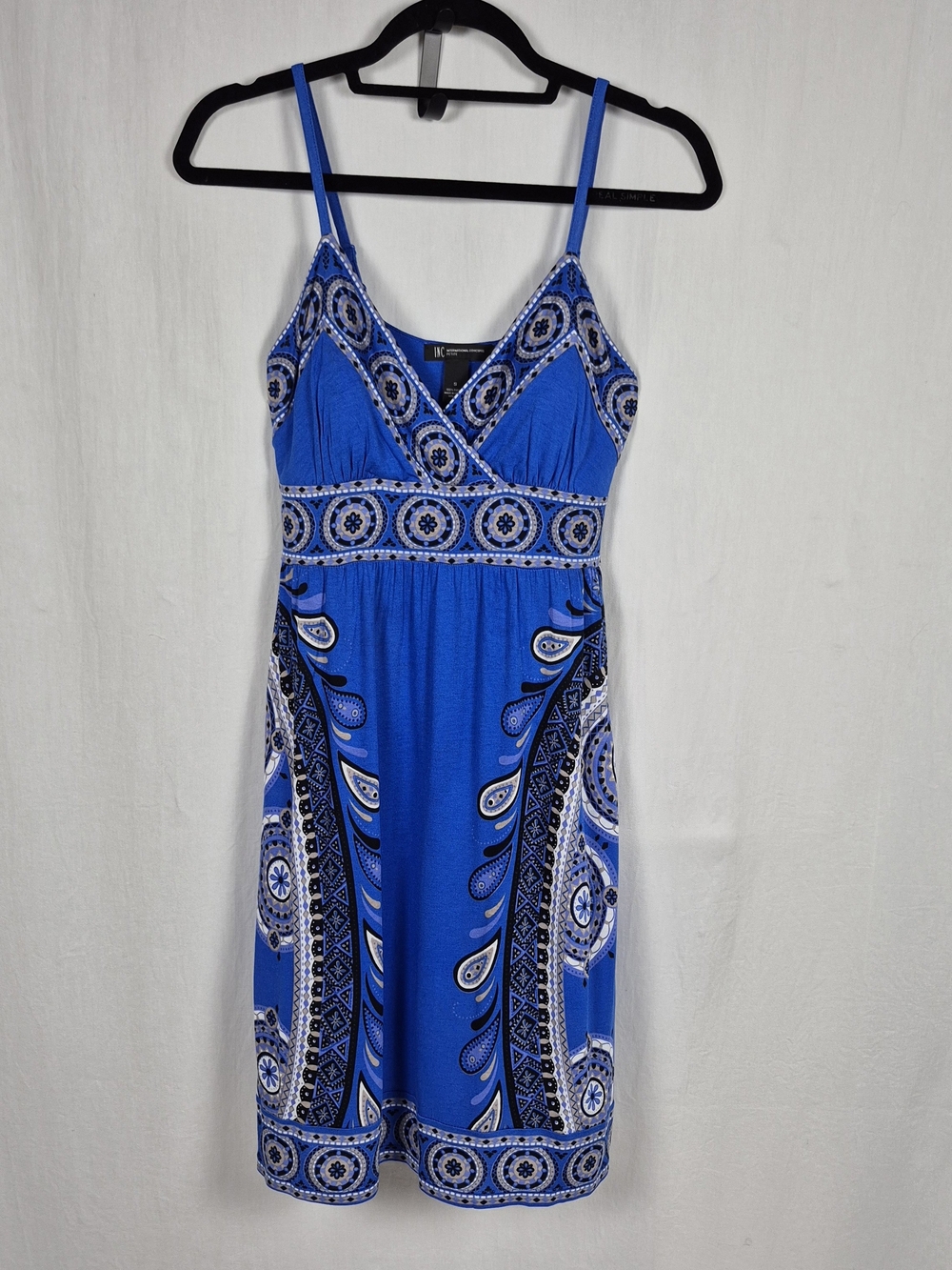 NWT INC International Concepts Petite Blue Paisley Midi Dress Sz S